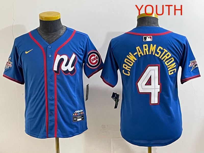 Youth 2025 Chicago Cubs #4 Crow-Armstrong Blue All star Nike MLB Jersey style 4->youth mlb jersey->Youth Jersey